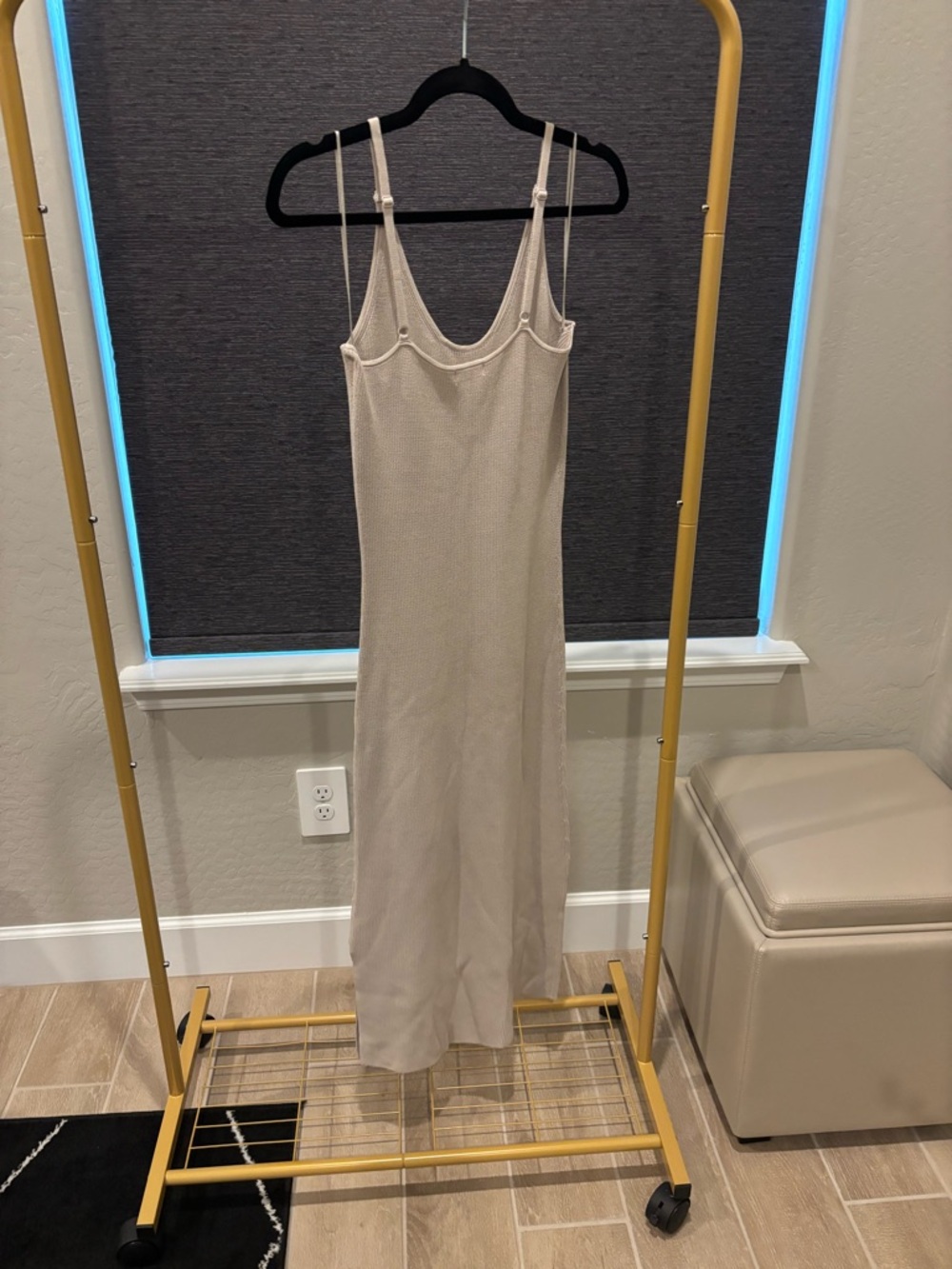 Leith Neutral Ribbed Tank Midi Dress - Picture 4 of 6